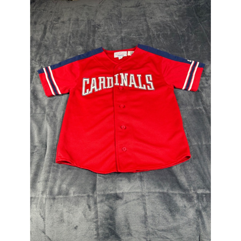 Starter St Louis Cardinals MLB Baseball Jersey Kids Small Red Button Front Mesh